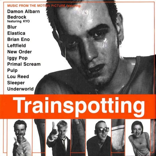 La carátula de la banda sonora de Trainspotting.