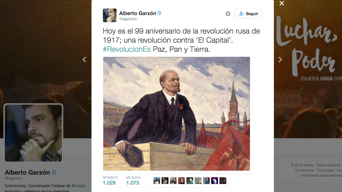 Tuit de Alberto Garzón.