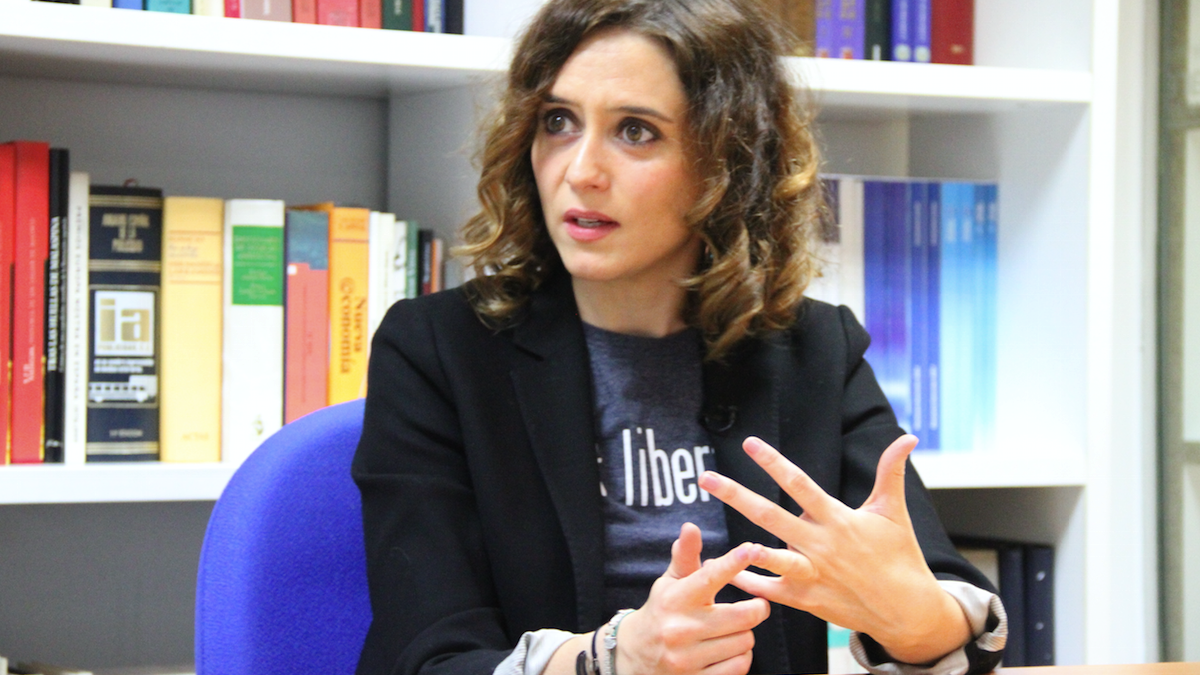Isabel Díaz Ayuso en la sede del PP en Génova. (Foto: E. Falcón)