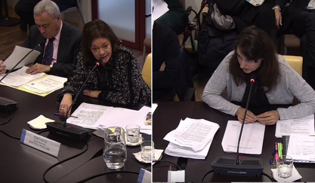 Isabel Rosell (PP) se enfrenta en comisión a Ana Varela (Ahora Madrid). (Foto: YT)