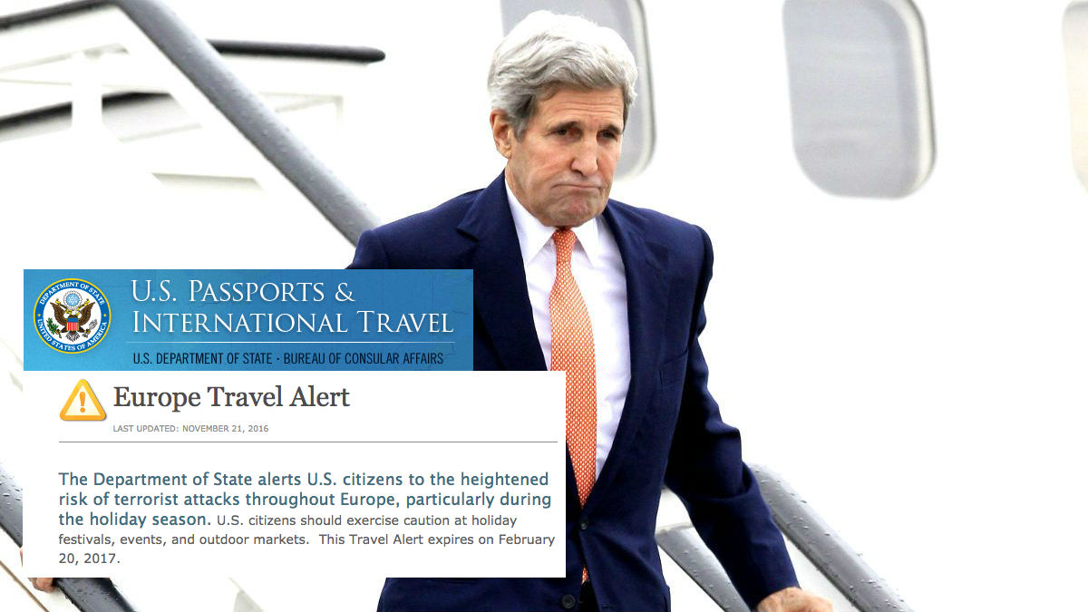 El todavía Secretario de Estado de los EEUU, John Kerry, junto con el anuncio publicado en la web oficial.