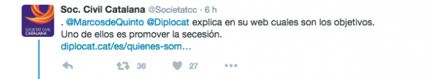 Tuit de Sociedad Civil Catalana (Fuente: Twitter)