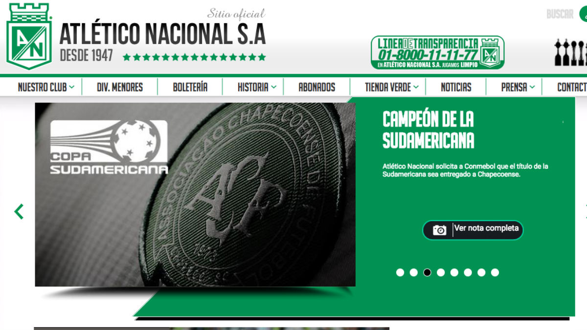 Atlético Nacional publicó un comunicado en su web.