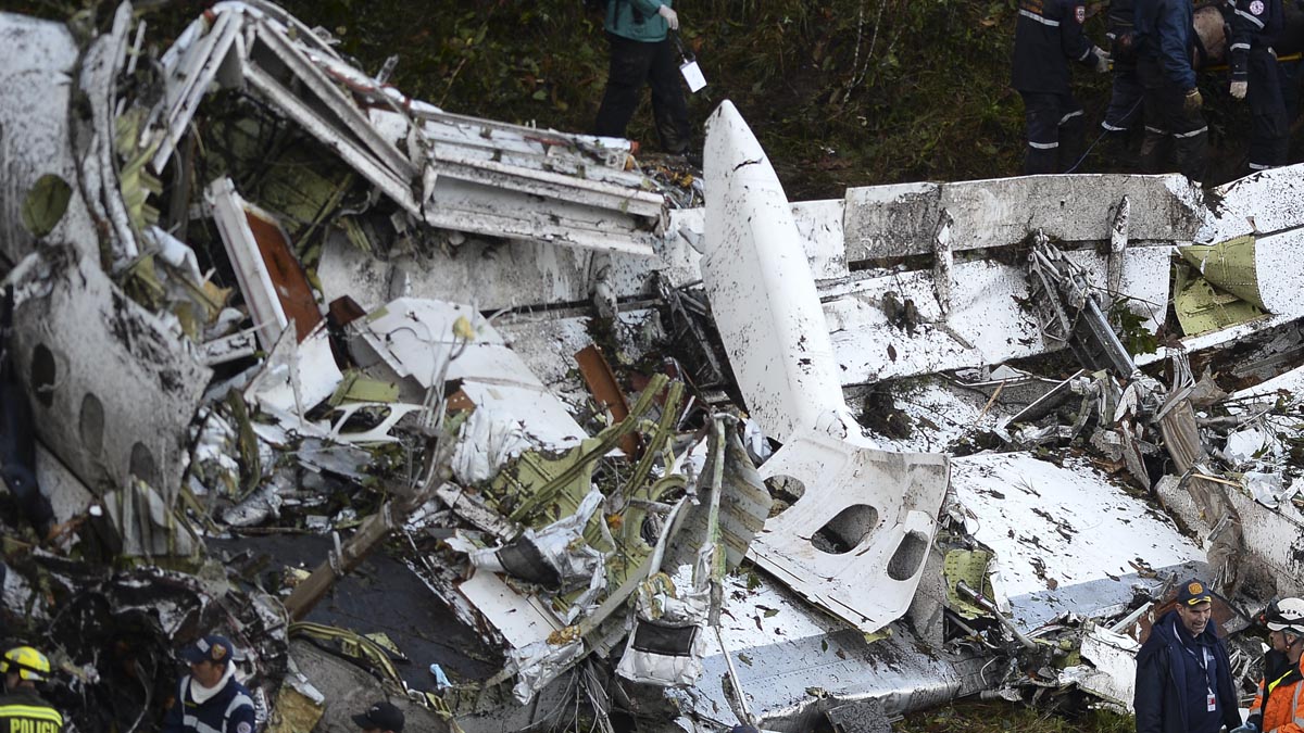 Avión siniestrado en el que volaba el Chapecoense. (Foto: AFP)