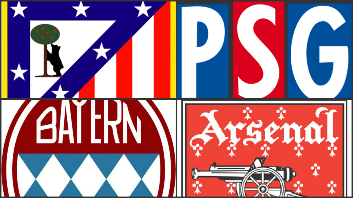 Cambios en los escudos del Atlético, PSG, Bayern y Arsenal