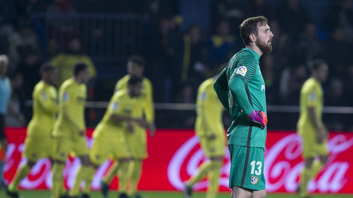 Los futbolistas del Villarreal celebran uno de los goles ante el Atlético