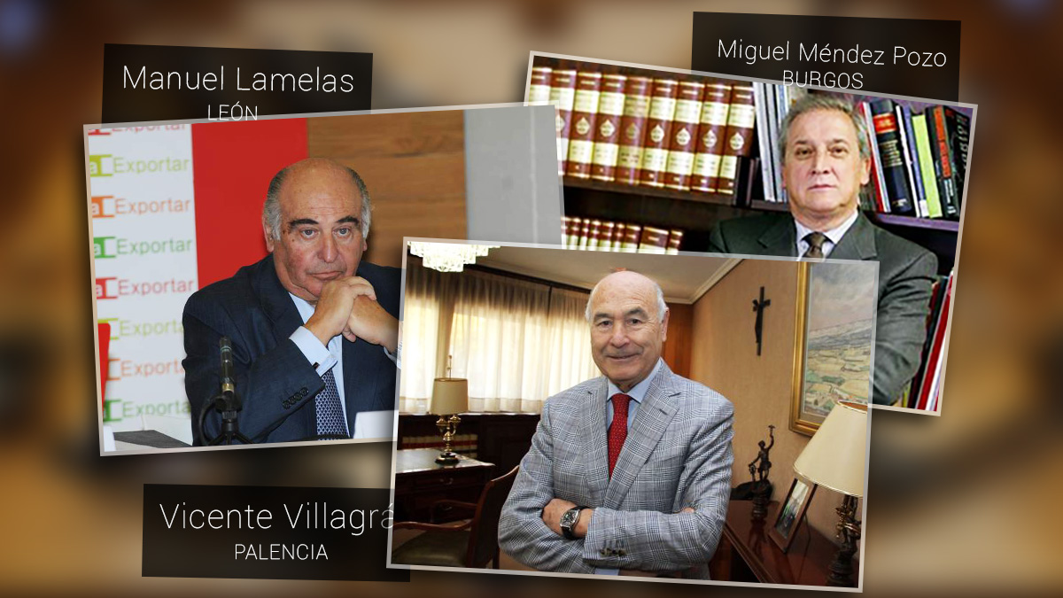 Los presidentes de las Cámaras de Comercio de León (Manuel Lamelas), Palencia (Vicente Villagrás) y Burgos (Miguel Méndez Pozo).