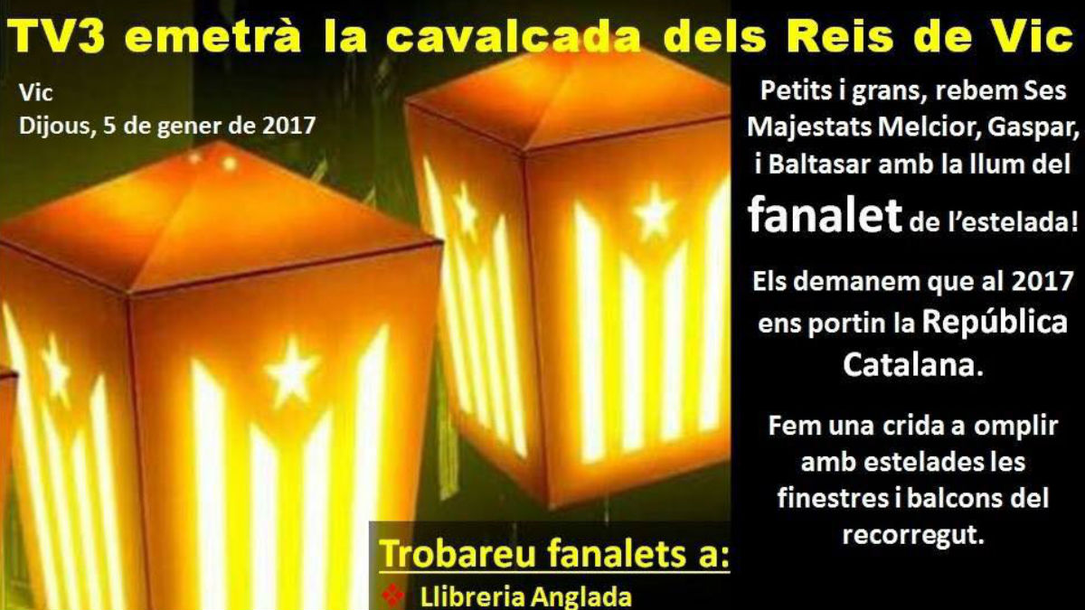 Convocatoria independentista para llevar esteladas a la cabalgata de reyes