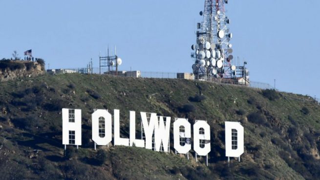 Alteran el letrero «Hollywood» para celebrar legalización del cannabis