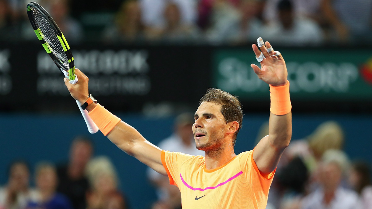 Rafa Nadal celebra su victoria contra Dolgopolov en Brisbane. (Getty)