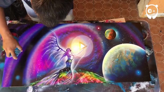 La visión del universo de un pintor con spray