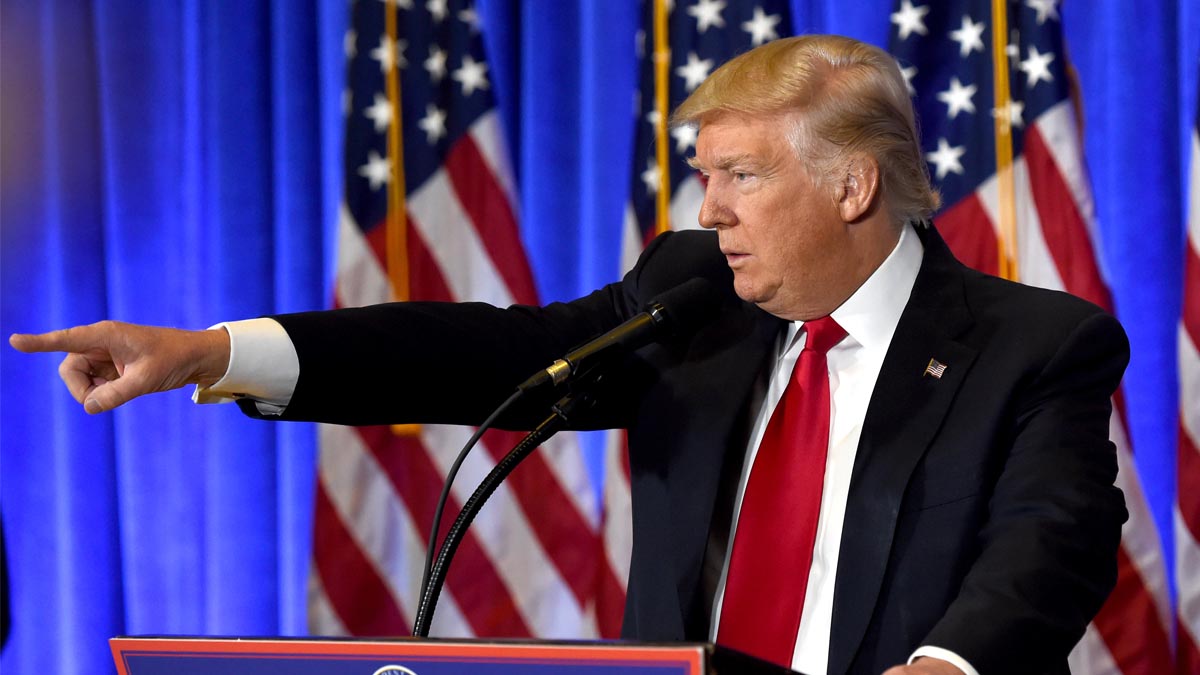 Donald Trump durante su primera rueda de prensa tras las elecciones. (Foto: AFP)