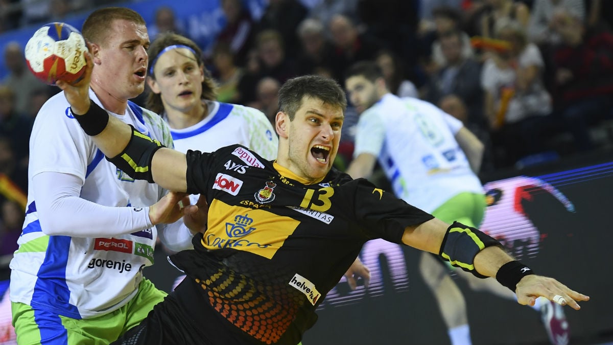 Julen Aguinagalde durante el partido de los Hispanos ante Eslovenia. (AFP)