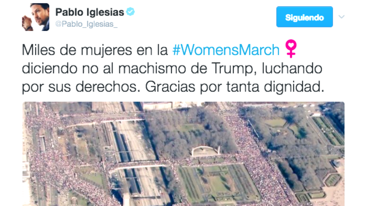 Pablo Iglesias critica ahora el «machismo» de Donald Trump en un mensaje de Twitter.