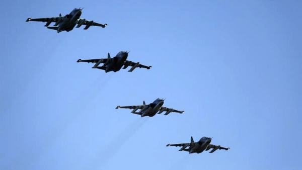 Aviones rusos sobrevolando Siria en una acción de ataque.