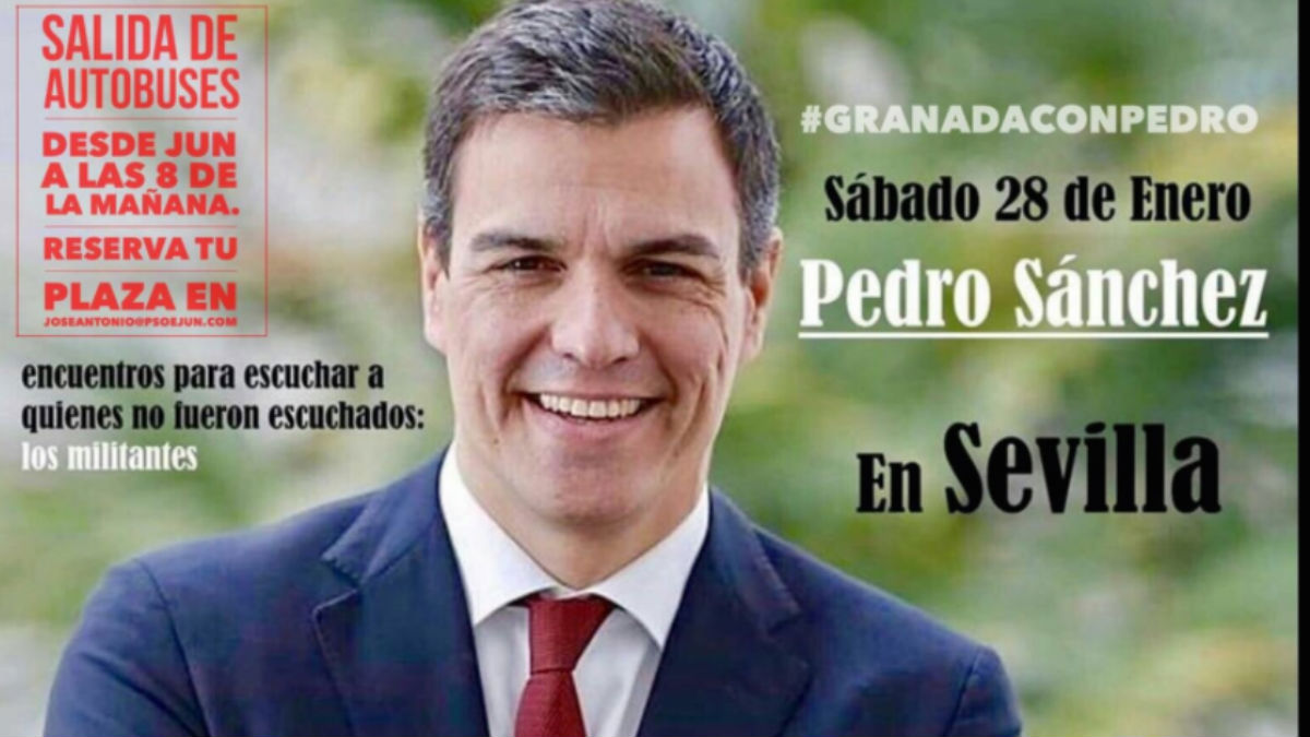 Cartel en apoyo a Pedro Sanchez. (Foto: Twitter)