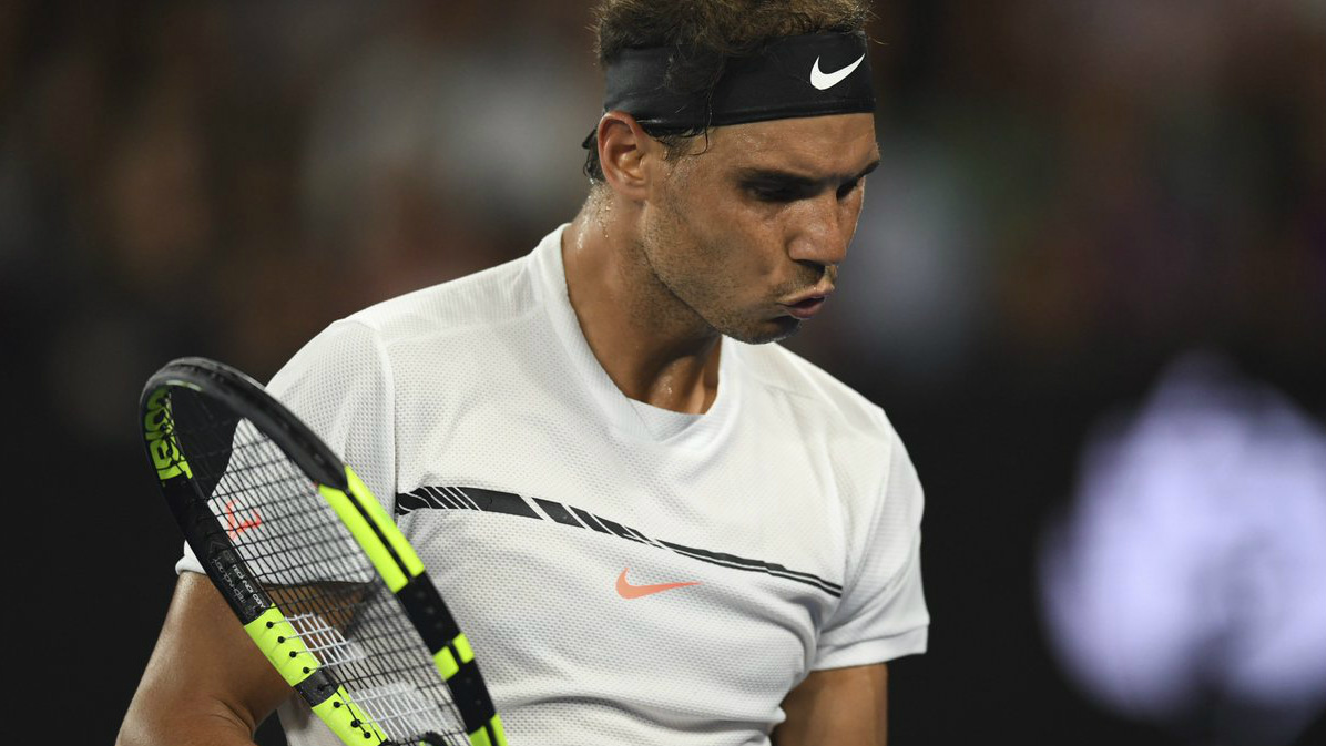 Rafa Nadal celebra su victoria sobre Gael Monfils.