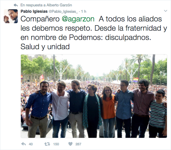 Garzón carga contra las críticas «desleales» de Podemos hacia IU y exige respeto