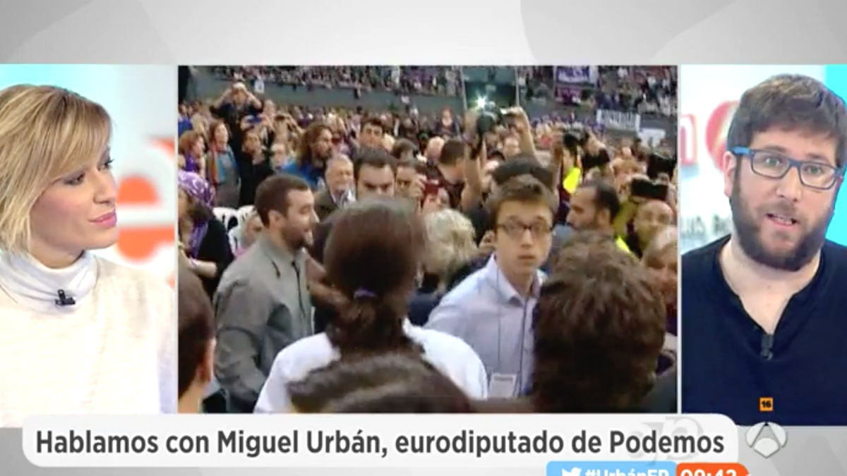 El eurodiputado de Podemos, Miguel Urbán, en ‘Espejo Público’ (Foto: Twitter)