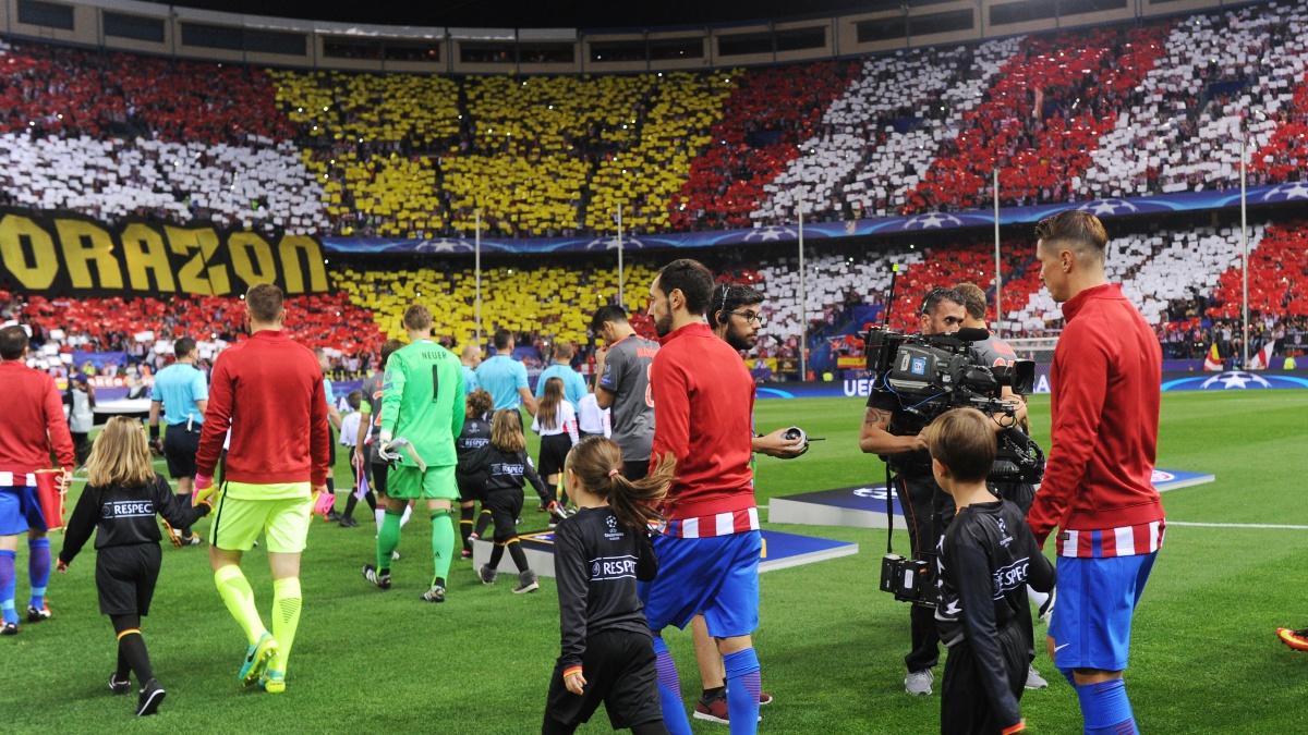 Mosaico en el Vicente Calderón en el Atlético vs Bayern