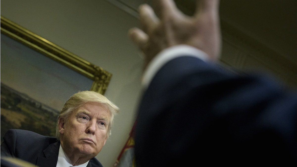 Donald Trump, durante una reunión en la sala Roosevelt de la Casa Blanca. (AFP)