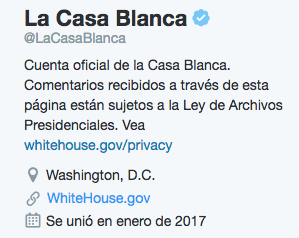 La Casa Blanca de Donald Trump vuelve al castellano inaugurando cuenta en Twitter