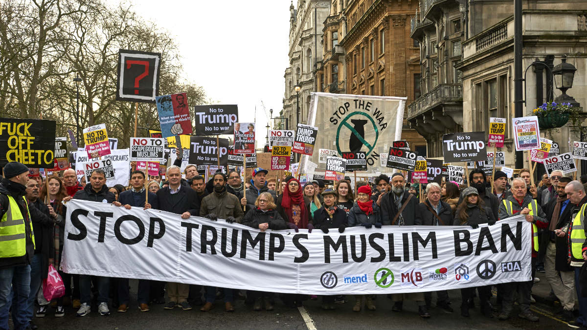 Manifestación de este sábado en Londres contra Trump (Foto: AFP).
