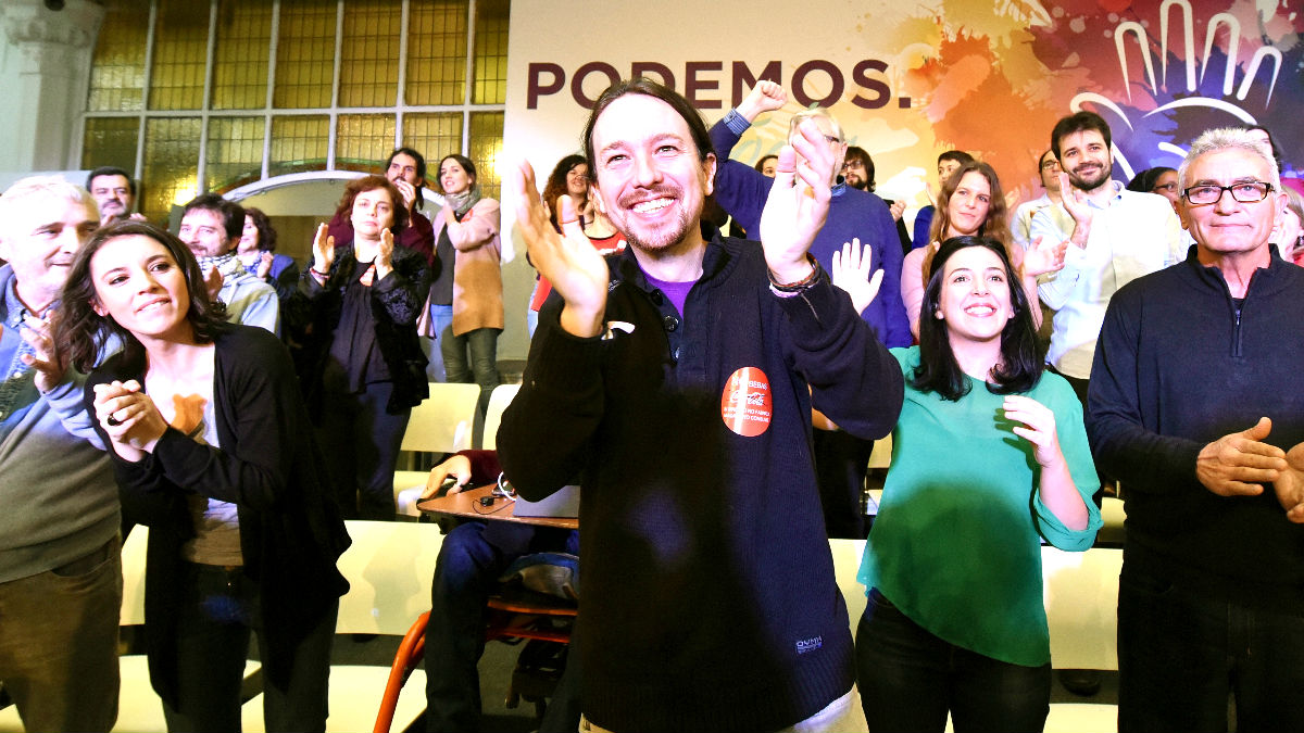 Pablo Iglesias en el acto de Podemos de este sábado (Foto: Efe).
