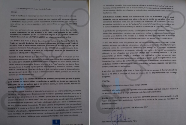 Los vecinos de Tetuán recogen firmas contra el apoyo de Ahora Madrid a los títeres del ‘Gora AlcaETA’