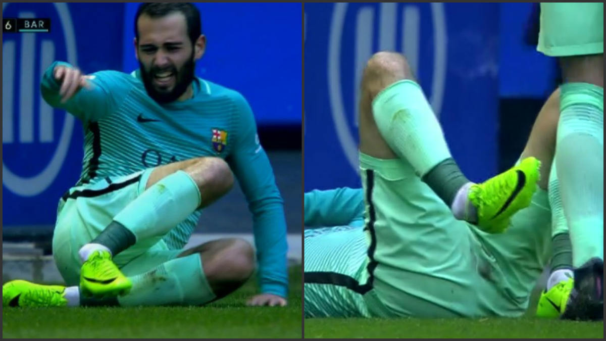 Aleix Vidal se lesionó el tobillo tras un choque con Theo Hernández.