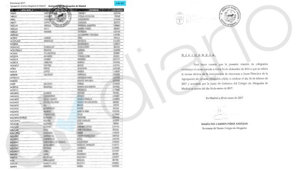 Certificación notarial del segundo censo electoral.