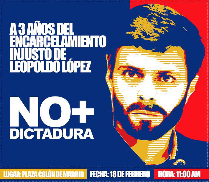 Concentración en Madrid con motivo del tercer aniversario del encarcelamiento del Leopoldo López