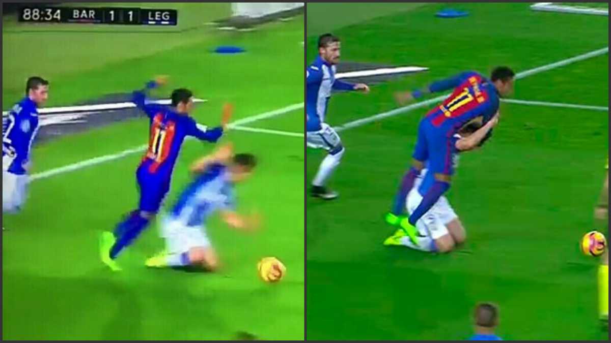 La secuencia donde se ve que no es penalti a Neymar.