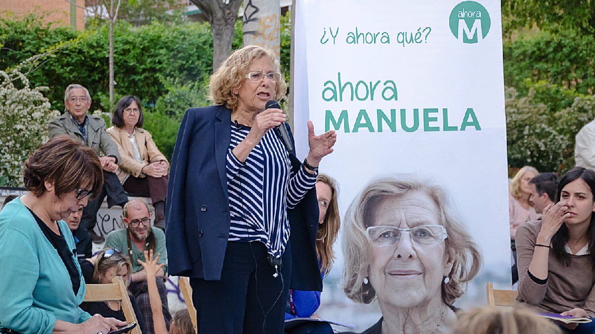 Manuela Carmena en un acto de campaña electoral de Ahora Madrid. (Foto: AM)