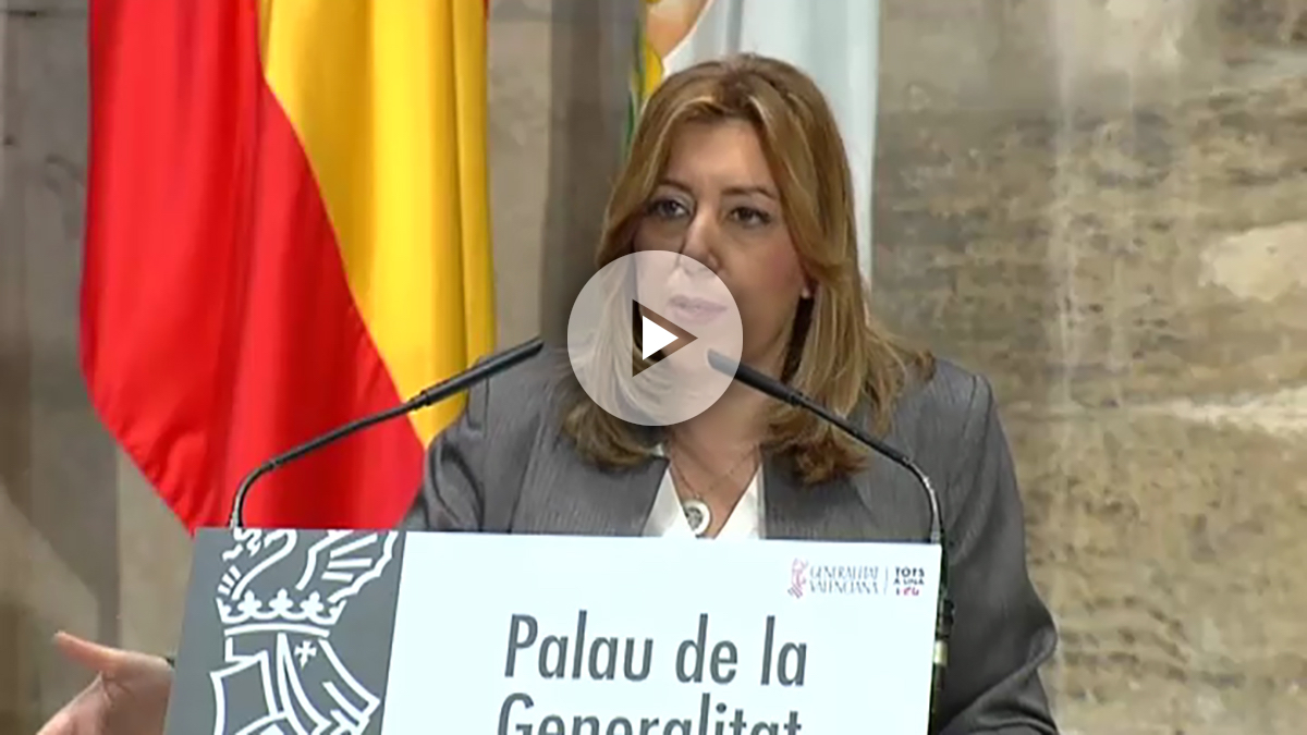 Susana Díaz en el Palau de la Generalitat de Valencia.