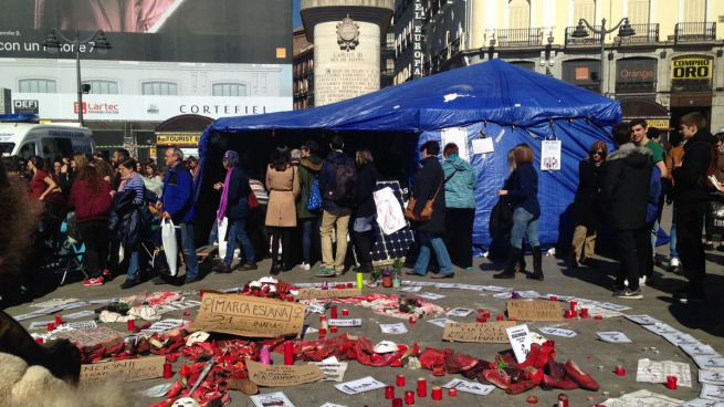 Mujeres en huelga de hambre en la Puerta del Sol por la violencia machista