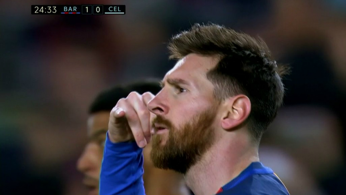 Así celebró Messi su gol ante el Celta. (captura)