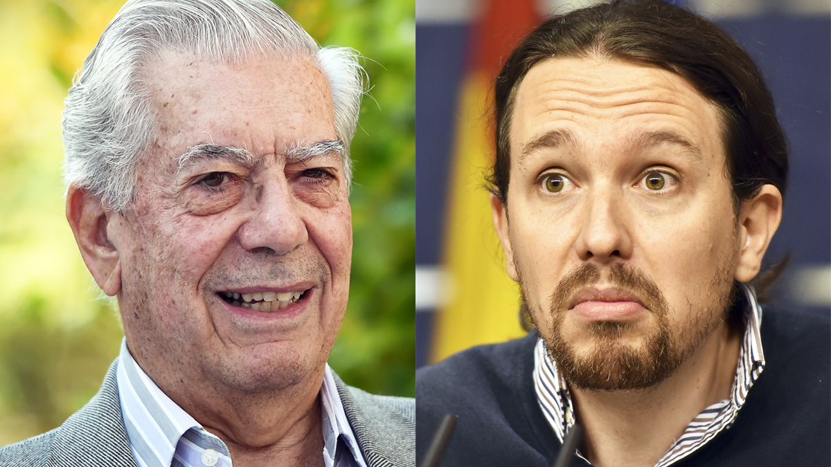Mario Vargas Llosa y Pablo Iglesias. (Fotos: AFP)