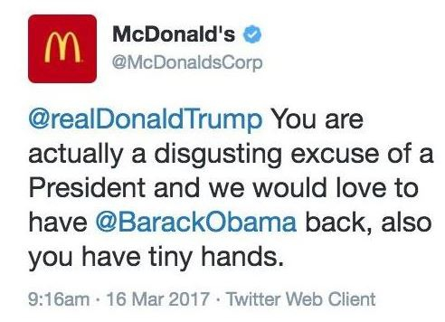 McDonald’s llama repugnante a Trump en Twitter y luego dice que le han ‘hackeado’ la cuenta