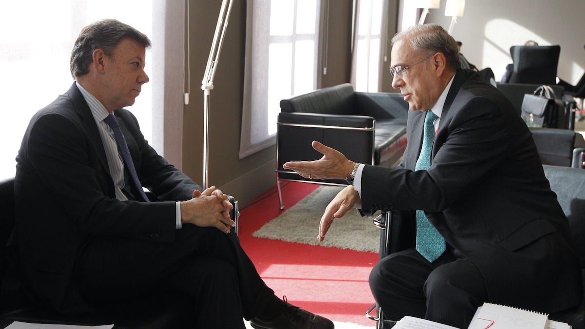 El presidente de Colombia, Juan Manuel Santos y el secretario general de la OCDE, Ángel Gurría. (Foto: EFE)