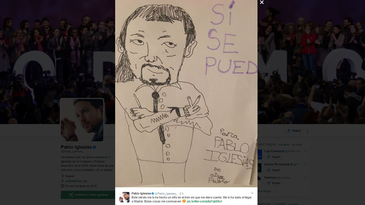 Retrato publicado por Pablo Iglesias en su twitter.