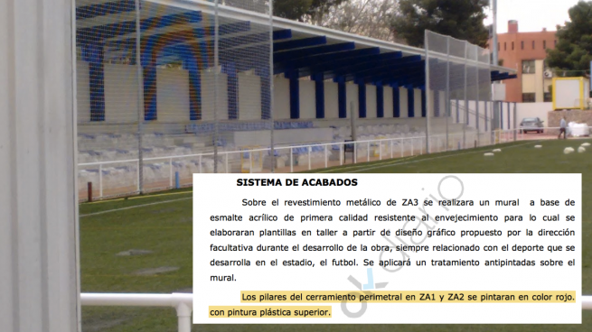 Carmena se saltó el proyecto al pintar el estadio del Moscardó con colores  distintos a los del club