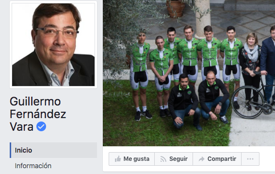 Imagen del peril real de Guillermo Fernández-Vara con el característico tick azul de Facebook.