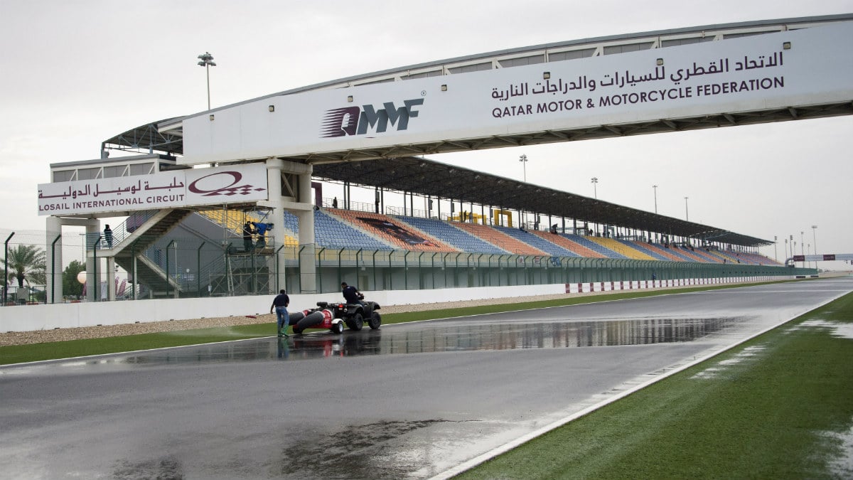 Las calificaciones del GP de Qatar se suspendieron por la lluvia. (Getty)