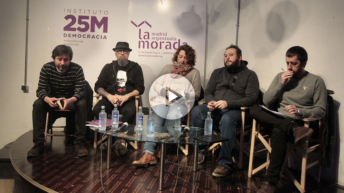 Debate sobre libertad de expresión, organizado por Podemos, este lunes.