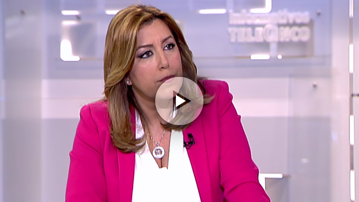 La precandidata a las primarias del PSOE, Susana Díaz, en Informativos Telecinco. (Foto: OKD)