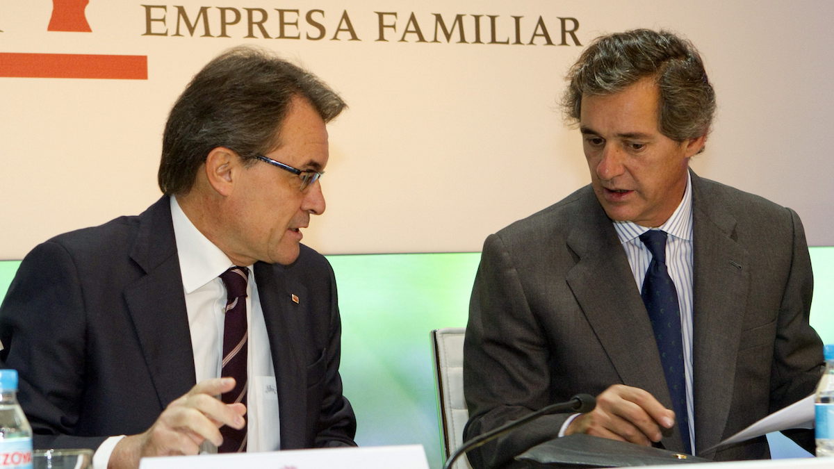El presidente de Acciona, José Manuel Entrecanales y el ex presidente de la Generalitat, Artur Mas. (Foto: EFE)