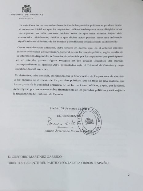 El Tribunal de Cuentas da la razón a la gestora sobre el ‘crowdfunding’ de Pedro Sánchez