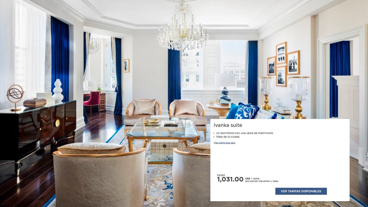 La suite Ivanka del Trump Internacional Hotel de Washington D.C. cuestá más de 1.000 dólares la noche.