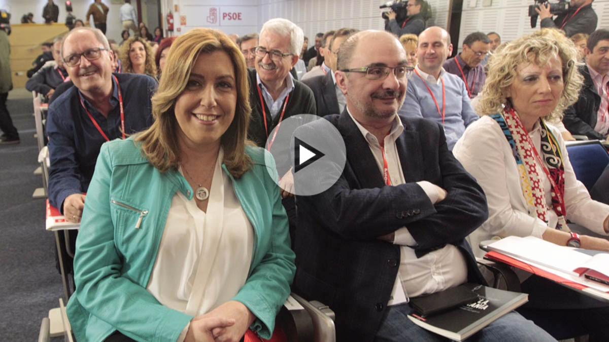 Susana Díaz junto a Javier Lambán en el Comité Federal del PSOE. (Foto y vídeo: Enrique Falcón y Francisco Toledo)